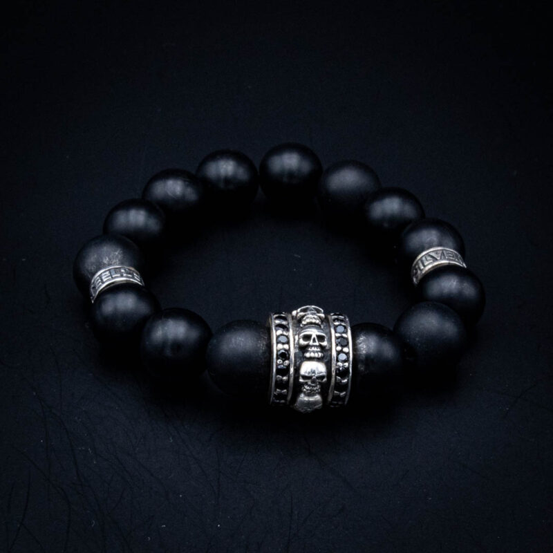 Armband Totenkopf Onyx matt – Bild 3