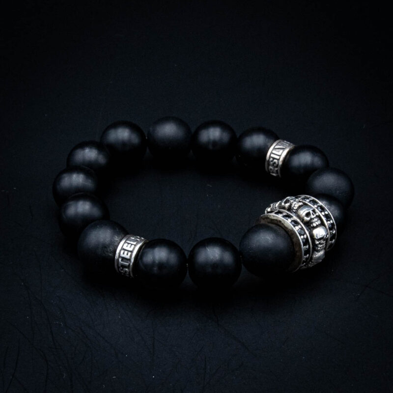 Armband Totenkopf Onyx matt – Bild 2