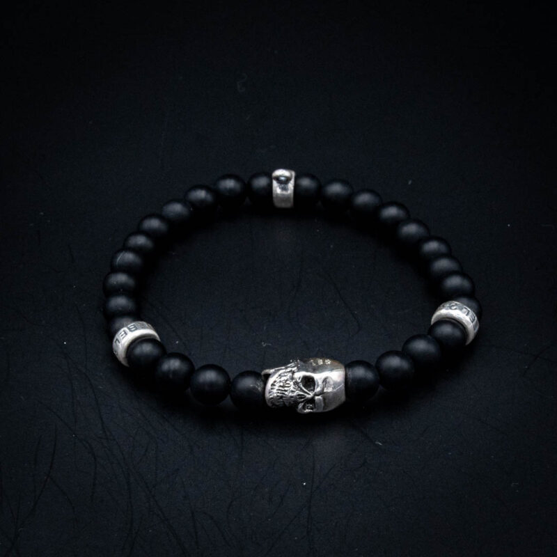 Armband Totenkopf Onyx matt – Bild 2