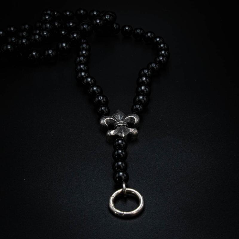 Y-Kette Lilie Onyx poliert geknotet – Bild 2