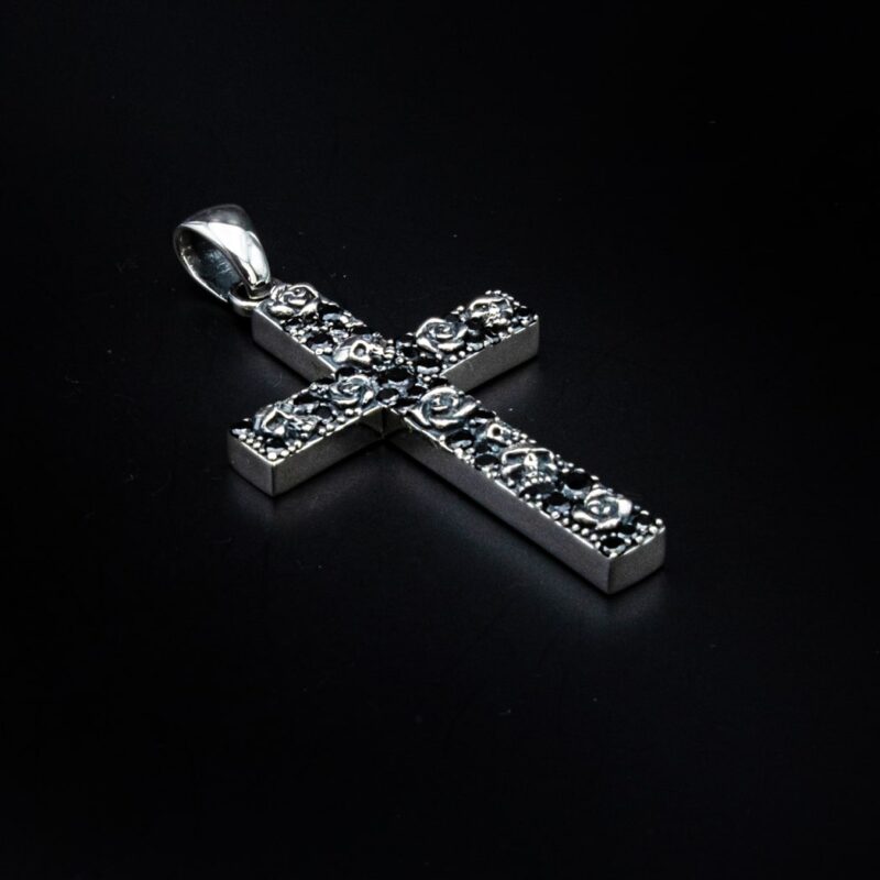 Anhänger Kreuz Rose Totenkopf – Bild 2