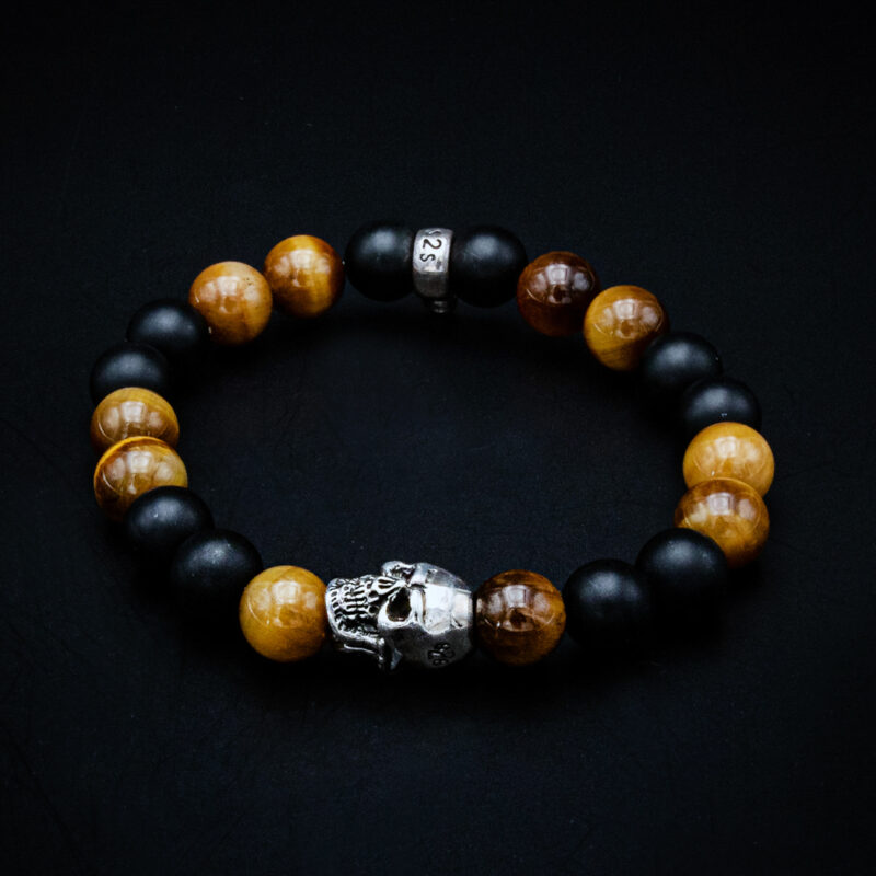 Armband Totenkopf Tigerauge Onyx – Bild 2